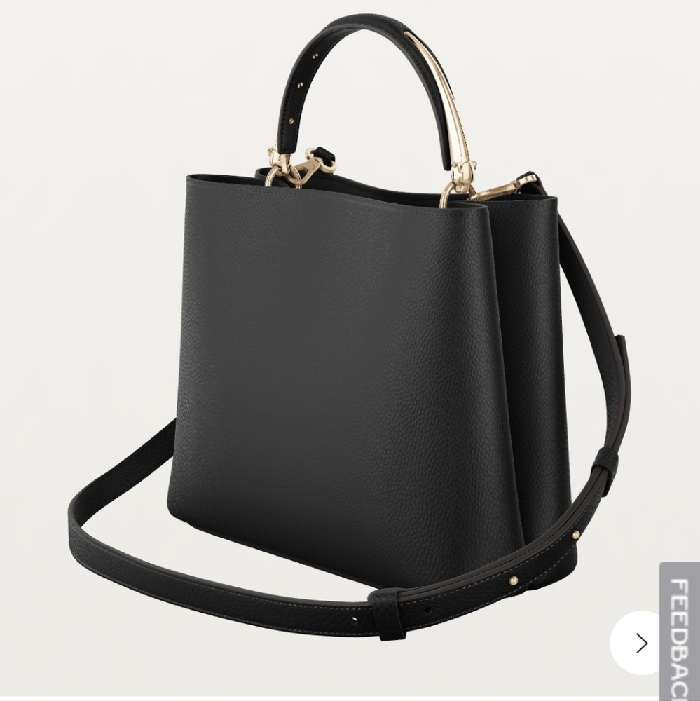 Cartier Elegant Black Shoulder Bag with Gold Details